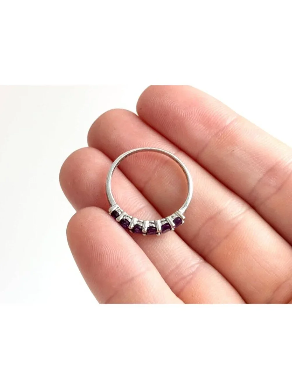 Thai Made Amethyst Gemstone Oval Cut Sterling Silver 925 Vintage Ring - sz 7.75
